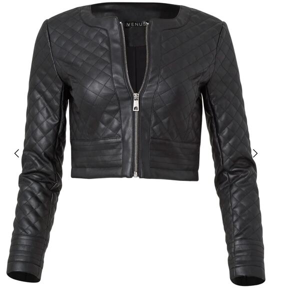 New with tags, VENUS Faux-Leather Quilted Jacket Black, Size 16 - Picture 3 of 14